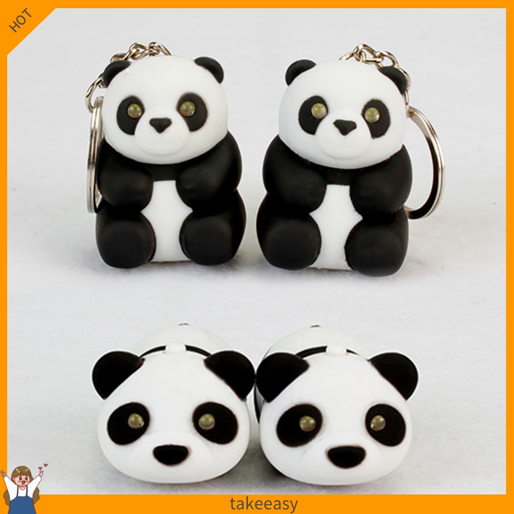 Móc Khóa Hình Gấu Trúc Có Đèn LED Dễ Thương