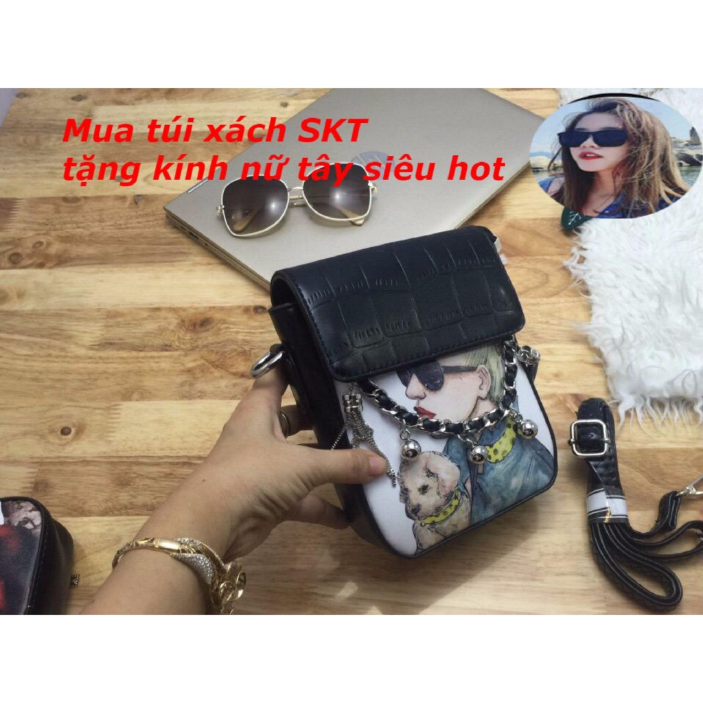 Túi xách tay nữ da HQ2 kiểu mới cực xinh tặng kính nữ tây