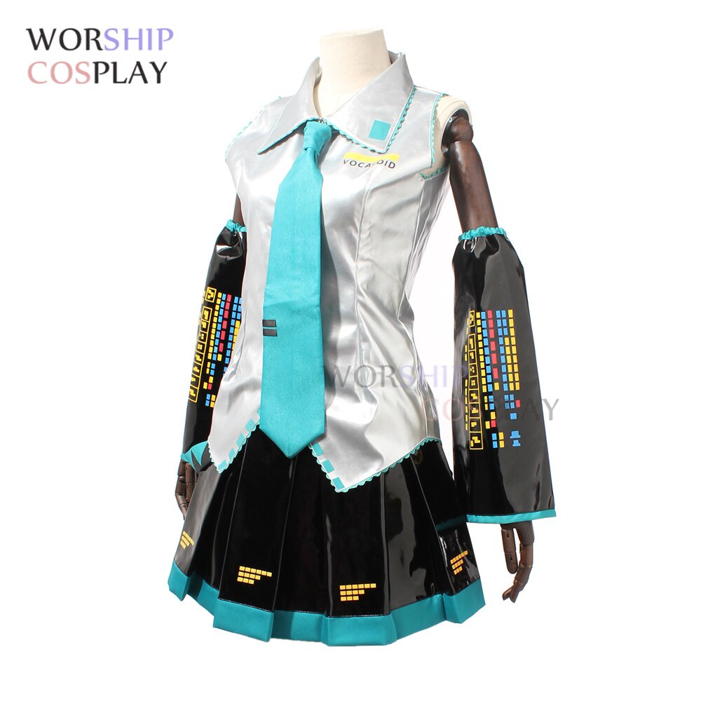 Da PU Cô gái Vải Anime Super League Trang phục Miku Cosplay Dress Bất kỳ Kích cỡ Cosplay Tóc giả Tất cả các bộ