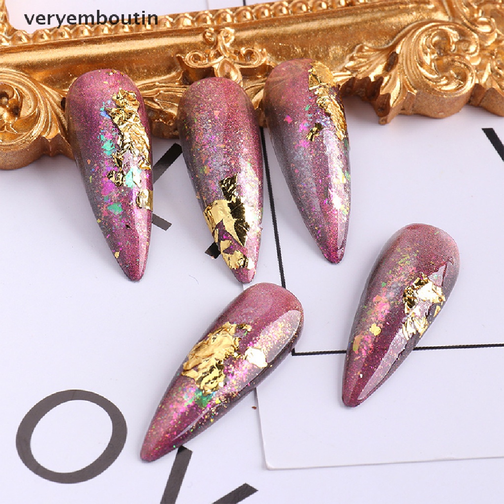 [Hàng mới về] Kim sa trang trí móng tay bằng kim loại hình lá mùa thu lá màu vàng/bạc long lanh