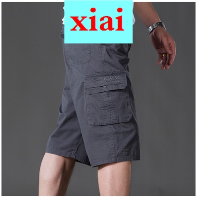 Quần short cotton ống rộng phong cách mùa hè cá tính cho nam trung niên