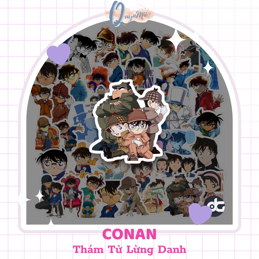 Set 80 miếng dán Sticker CONAN Thám Tử Lừng Danh - nhãn dán laptop, điện thoại, vali, mũ bảo hiểm