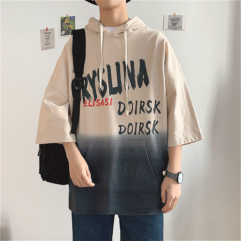 Áo hoodie tay ngắn dáng rộng phong cách Hàn Quốc thời trang cho nam | BigBuy360 - bigbuy360.vn