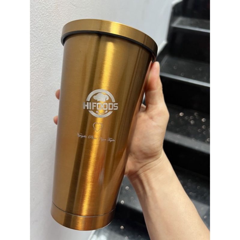 Ly giữ nhiệt kèm ống hút inox 304, khắc tên, logo, câu chúc theo yêu cầu