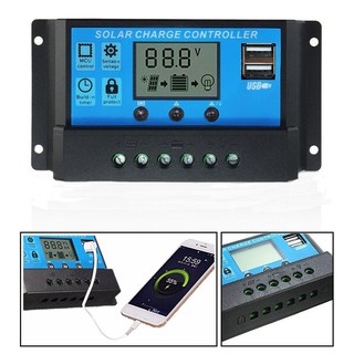 Hệ thống sạc năng lượng mặt trời 10a 20a 30a 12v/24v có cổng usb và màn hình lcd