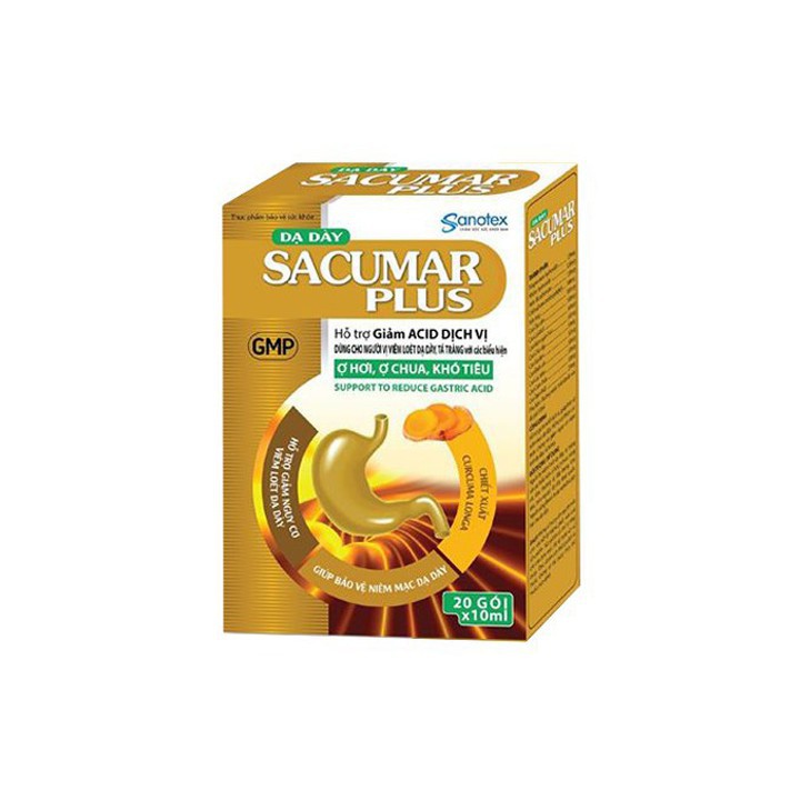 [CHÍNH HÃNG Sacumar Plus  - Hỗ Trợ Giảm Acid Dịch Vị Dạ Dày - Hộp 20 gói