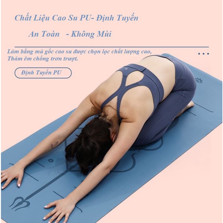 Thảm Tập Yoga Định Tuyến Da PU 5mm Thảm Yoga Tập Gym Cao Cấp + Túi Đựng Thảm và Dây Buộc