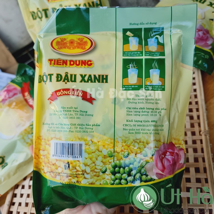 Bột Đậu Xanh Uống Liền Tiên Dung Bịch 400gr Bột Tự Nhiên Nguyên Chất - Út Hà Đặc Sản
