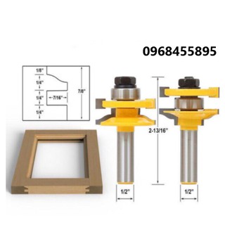 Bộ mũi soi 2 mũi dao phay gỗ ghép cánh cửa bếp cốt 12,7mm