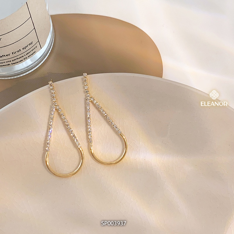 Bông tai nữ chuôi bạc 925 đính đá Eleanor Accessories hình giọt nước lớn phụ kiện trang sức 3937