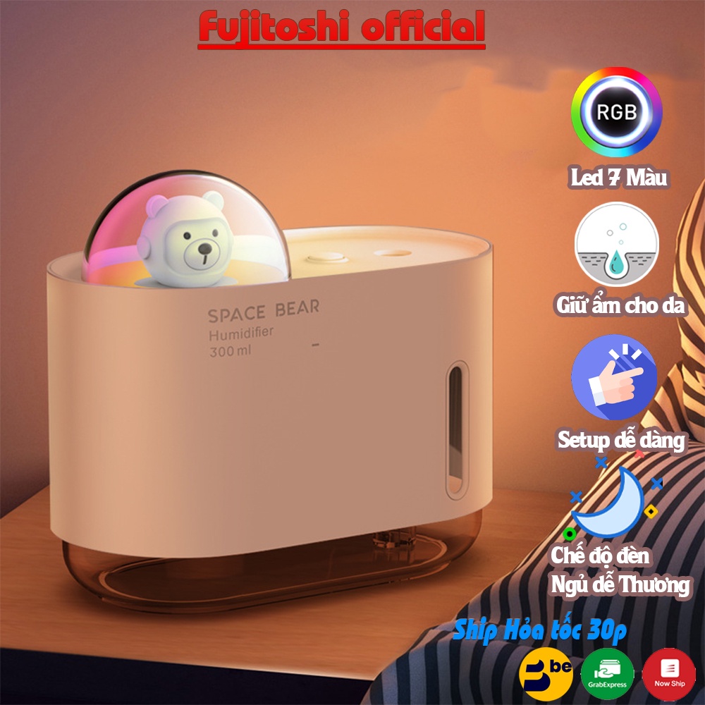 Máy Phun Sương khuếch tán tinh dầu Fujitoshi M318 Nhỏ gọn lắp đặt mọi nơi Hình gấu Led RBG