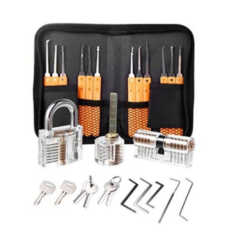 KING 26Pcs Key Extractor Remove Tools Transparent Practice Padlock Combination Hand Pick Removing Hook Lock Kit