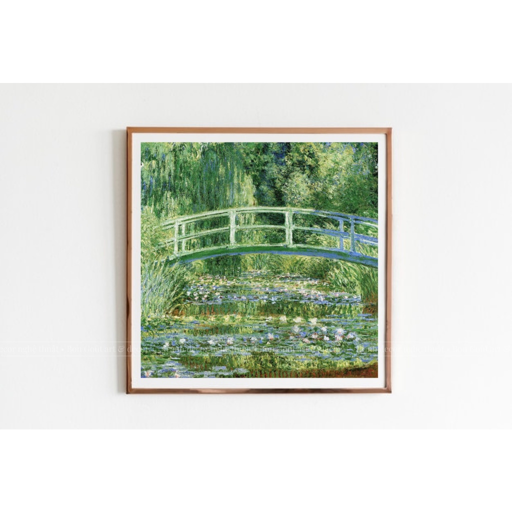 Tranh canvas 💜 NGHỆ THUẬT SIÊU ĐẸP 💜 treo tường Monet - CẦU NHẬT BẢO (AO HOA SÚNG) - decor trang trí phòng