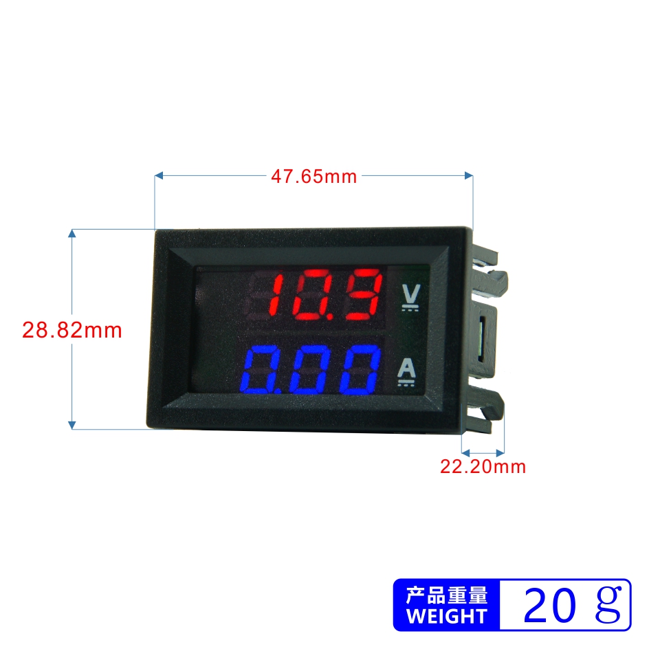 Phụ kiện mặt hiển thị số DIYMORE DC 100V 50A màu xanh dương và màu đỏ dành cho đồng hồ ampe kế kỹ thuật số dạng ống