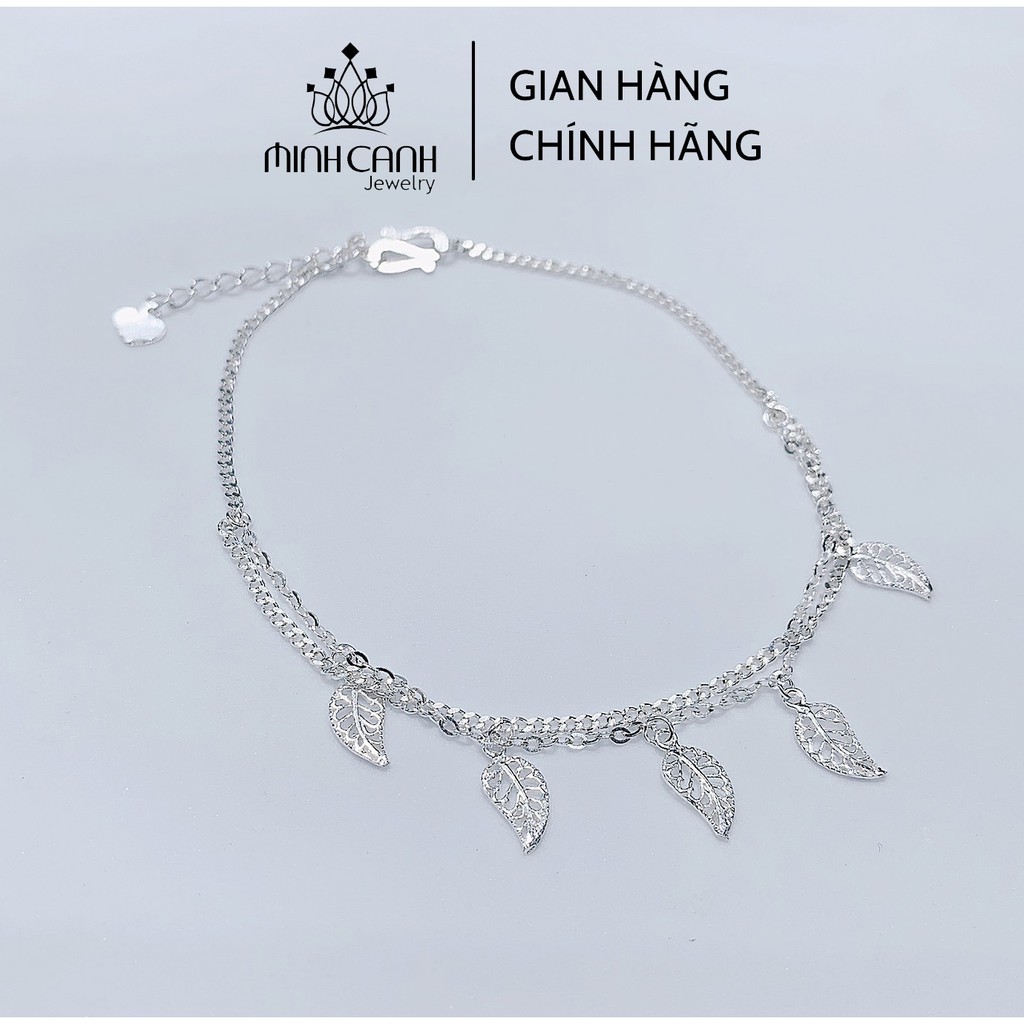 Lắc Chân Bạc Nữ Họa Tiết Chiếc Lá Dây Kép - Minh Canh Jewelry