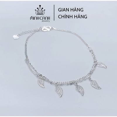 Lắc Chân Bạc Nữ Họa Tiết Chiếc Lá Dây Kép - Minh Canh Jewelry