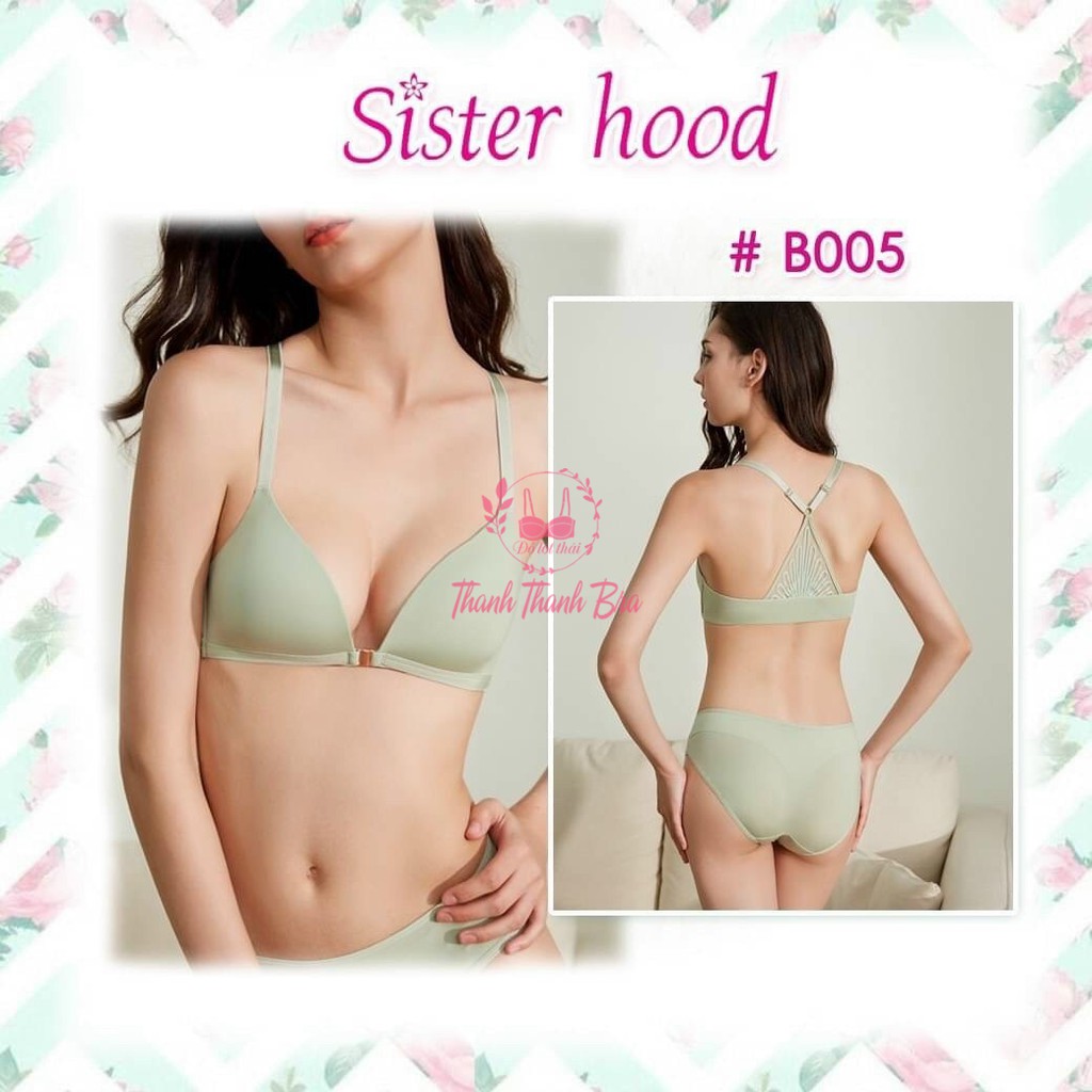 Áo lót cài trước không mút, áo ngực không gọng chất su Thái Lan Sister hood B005