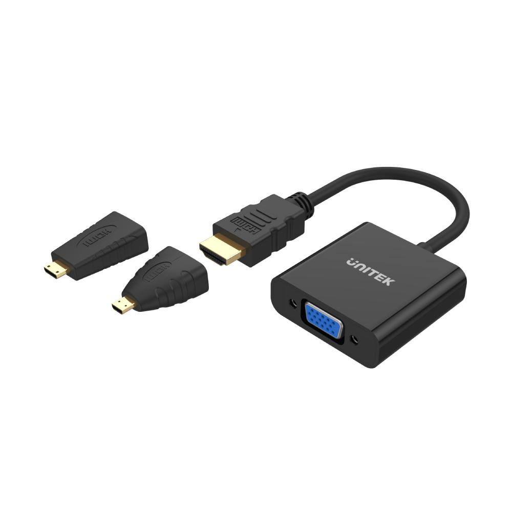 CÁP HDMI SANG VGA KÈM CỔNG ÂM THANH CHÍNH HÃNG UNITEK (NỐI LAPTOP VỚI MÁY CHIẾU, CÂY MÁY TÍNH VỚI MÀN HÌNH....)