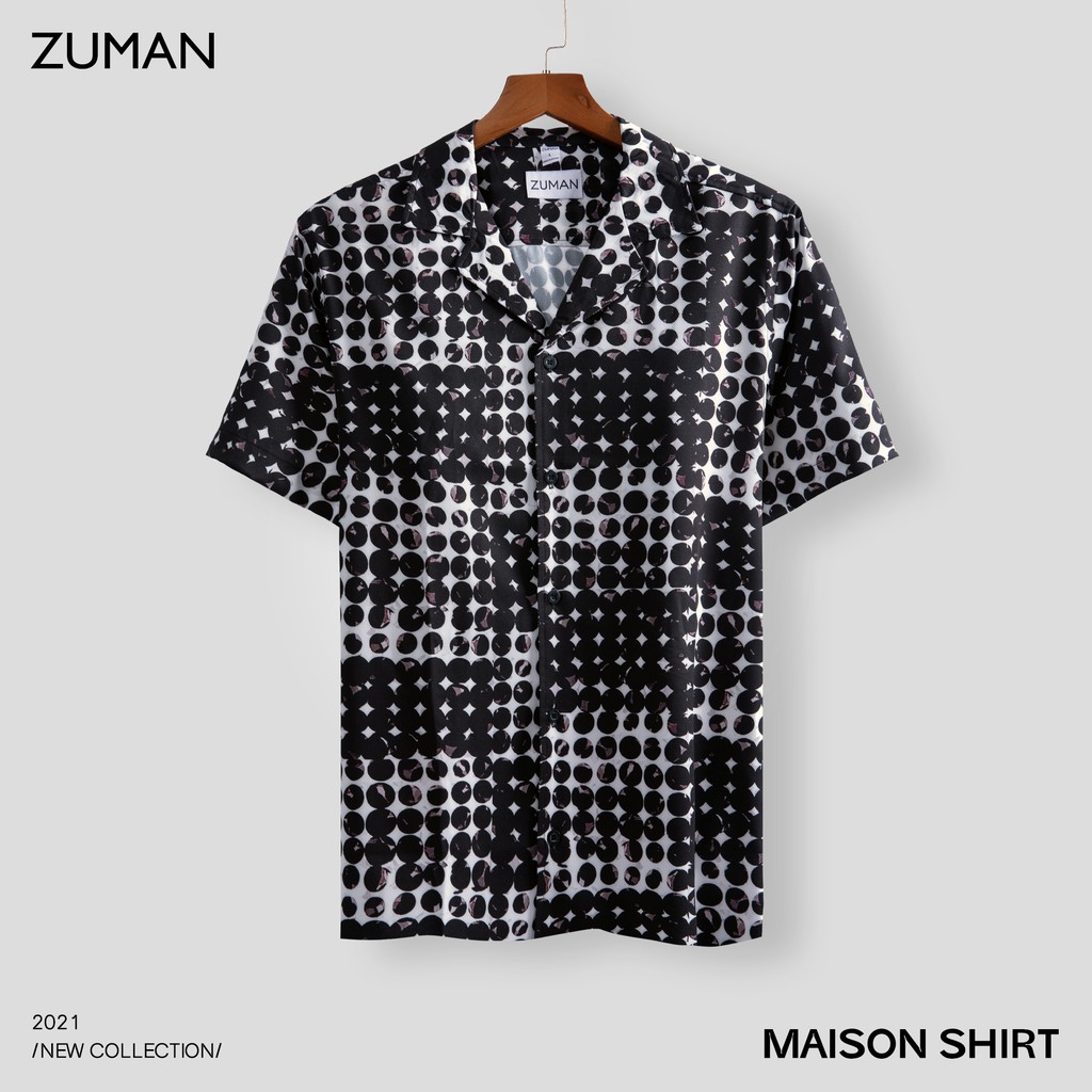 Áo sơ mi nam họa tiết Maison Shirt ASM209 ZUMAN form suông, chất vải lụa vân chéo cao cấp, thoáng mát