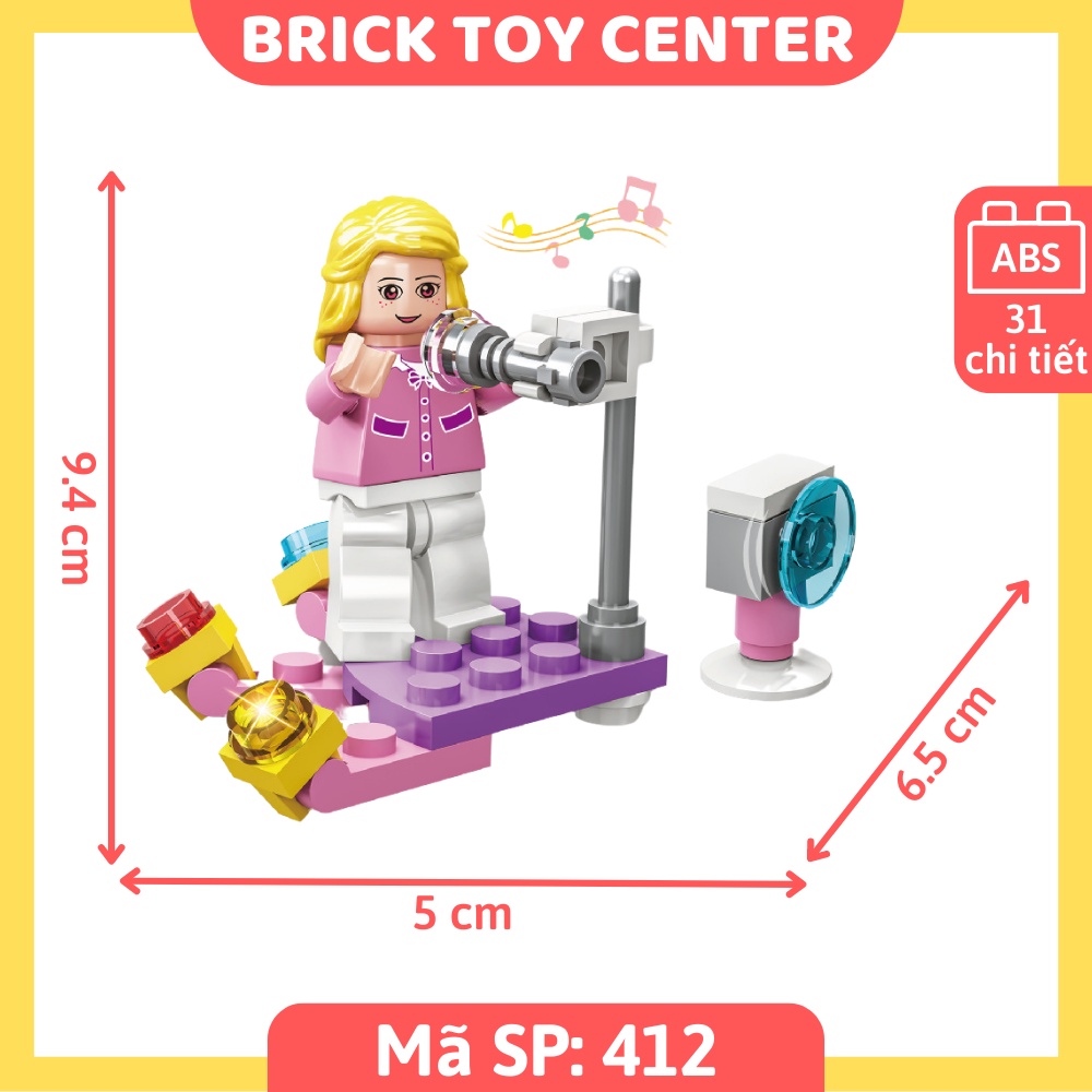 Đồ chơi lắp ráp cho bé gái mô hình 6 nhân vật dễ thương tập đàn, lái xe ô tô, tập nấu ăn 30 chi tiết