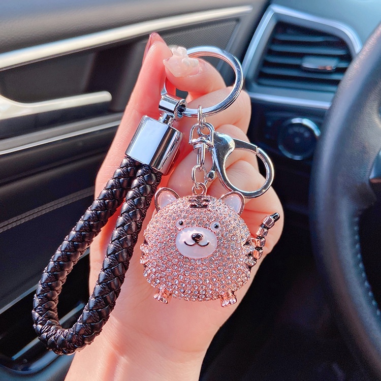 Móc Chìa Khóa Xe Hơi / Thẻ / Điện Thoại Hình Hổ Đính Đá Dễ Thương Chống Thất Lạc Tiện Dụng Cho Nữ