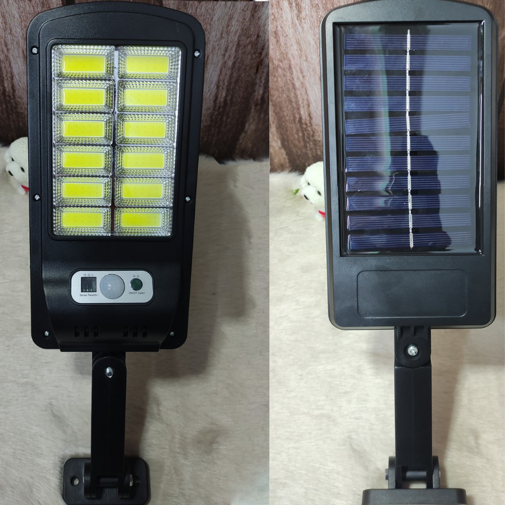 Đèn Năng Lượng Mặt Trời Solar Street Lamp 12 Bóng Led (120 Cob) Cảm Biến Chuyển Động Kèm Điều Khiển Tắt Bật Từ Xa