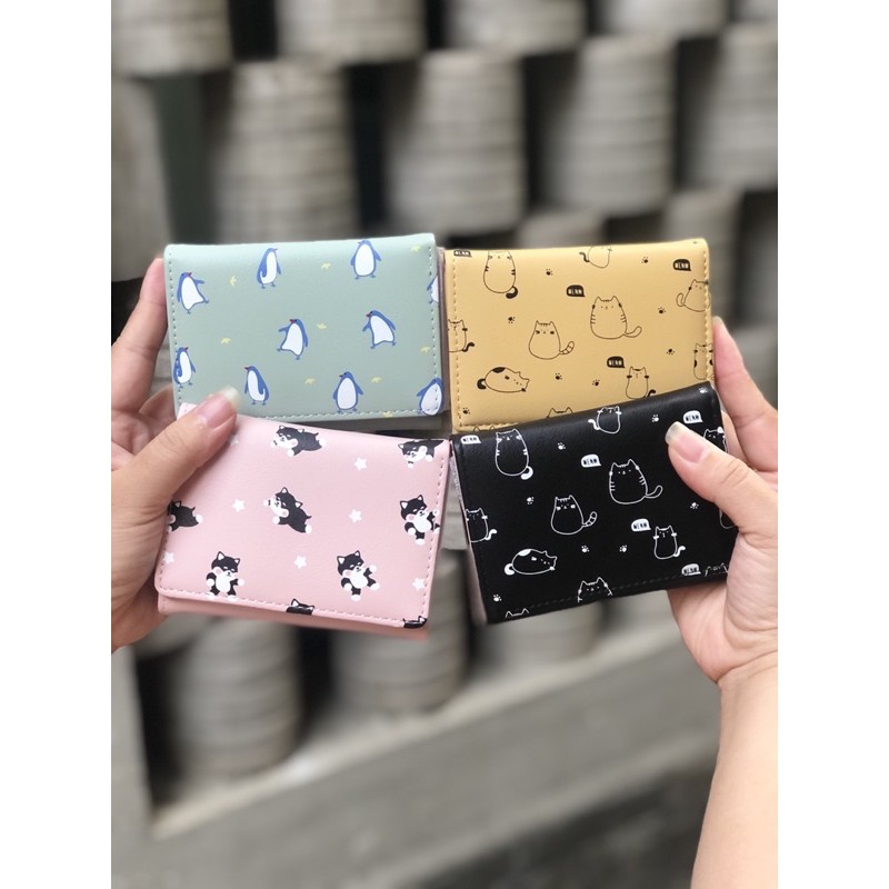 VÍ GẤP 3 MINI HỌA TIẾT CÁNH CỤT CORGI.
