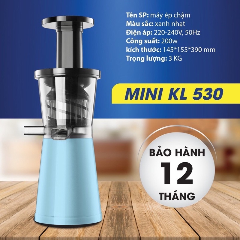 Máy ép chậm Mini Kalite KL-530( Tặng 3 bình nước cao cấp) - Hàng chính hãng