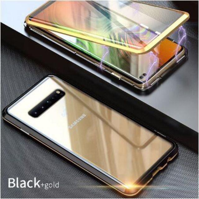 Galaxy Note 10_Ốp lưng Likgus Case Mặt Lưng Kính 9H Viền Nhôm Hít Nam Châm