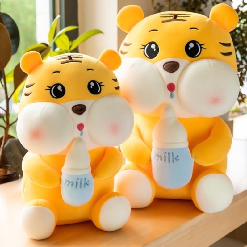 Gấu Bông Hổ Ôm Bình Sữa Cao Cấp, Thú Bông Hổ Dễ Thương Ôm Ngủ Mềm Mại