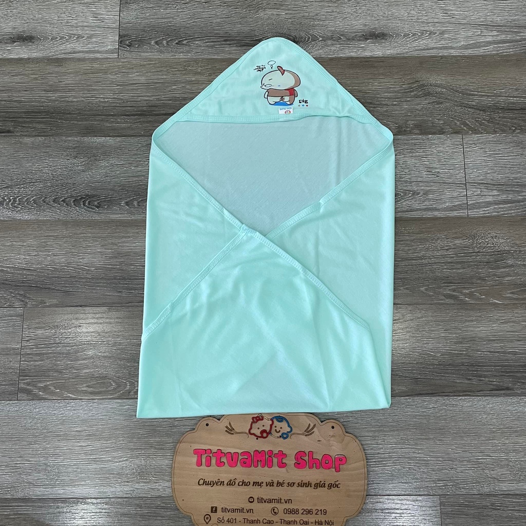Chăn ủ hằng trang cotton in hình mũ, chăn ủ cho bé sơ sinh mùa hè vải cotton