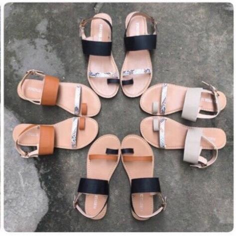 [MỚI &amp; HOT]Giày nữ NALLDOS sandal nữ sandal xỏ ngón phối da rắn thời trang 3 màu (Đen - Da rắn, Đen - Bò, Kem - Da rắn)