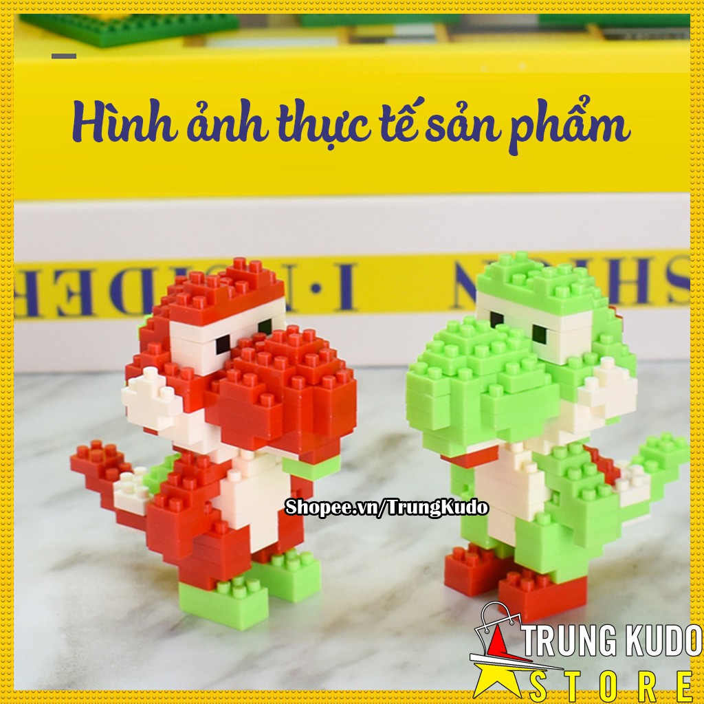 Lego Mario Và Yoshi 3D - Đồ chơi xếp hình Lego Mario và Lego Yoshi dạng Nanoblock thích hợp làm mô hình quà tặng