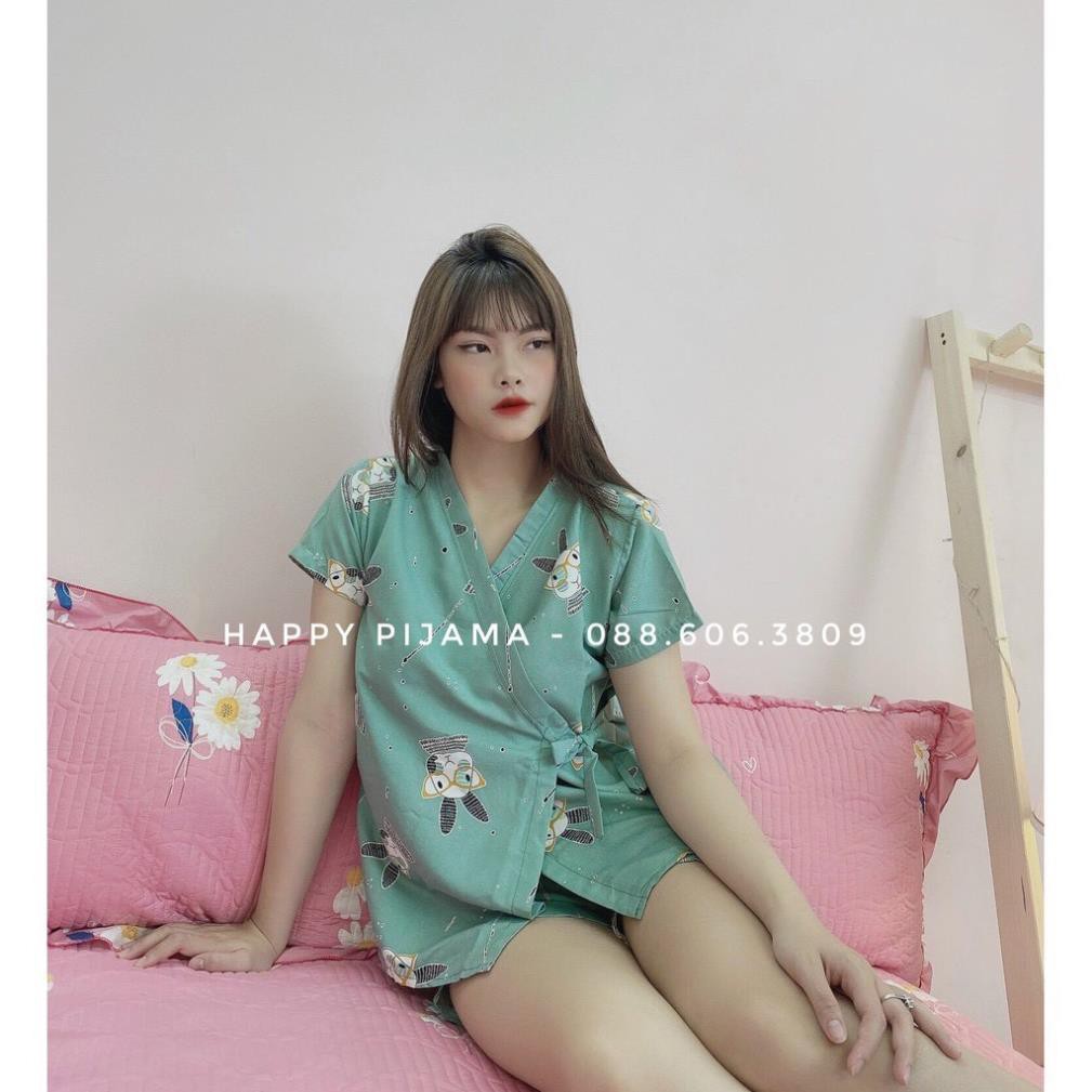 [RẺ VÔ ĐỊCH] Bộ Kimono Cộc Tay Nữ 🌸 Set pijama buộc nơ in hình cute, quần áo ngủ mặc ở nhà, mùa hè Ulzzang HOT 🌸 ༴