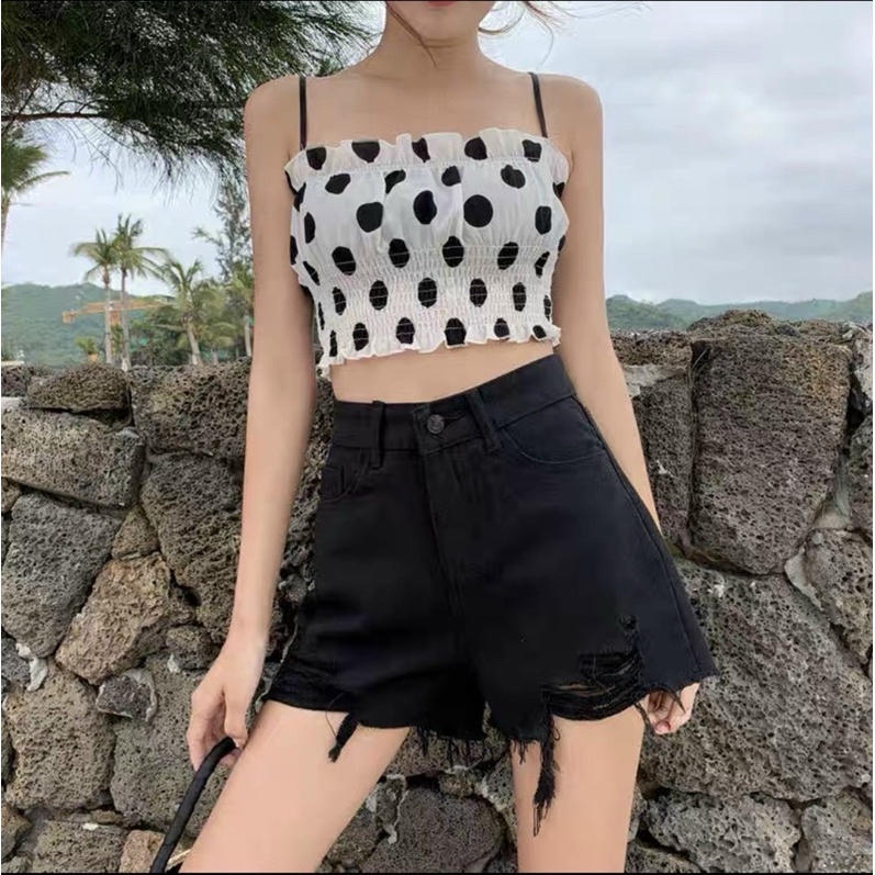 Quần Short Jeans Bigsize Nữ size Lớn Đen rách Ms 1051