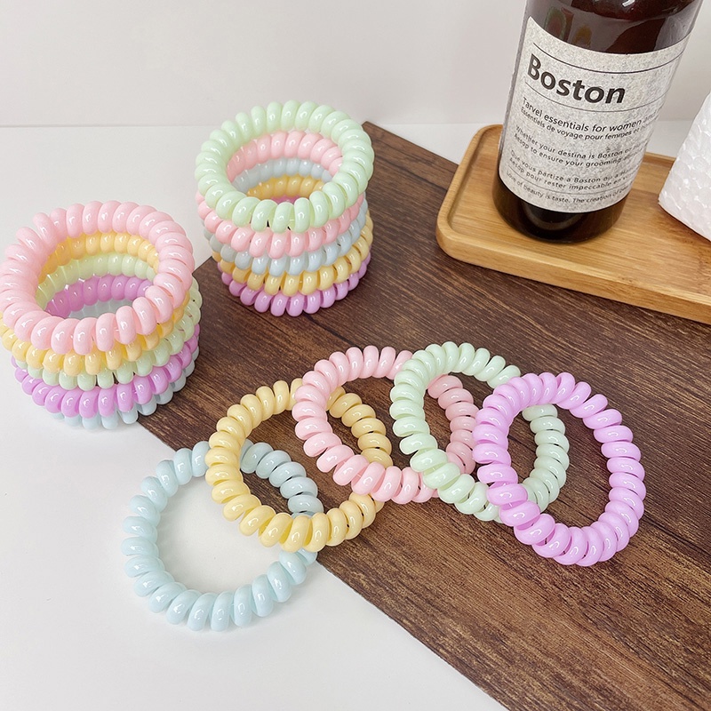 Dây Buộc Tóc Cao Su Kiểu Dây Điện Thoại Nhiều Màu Sắc Ngọt Ngào Cho Nữ
