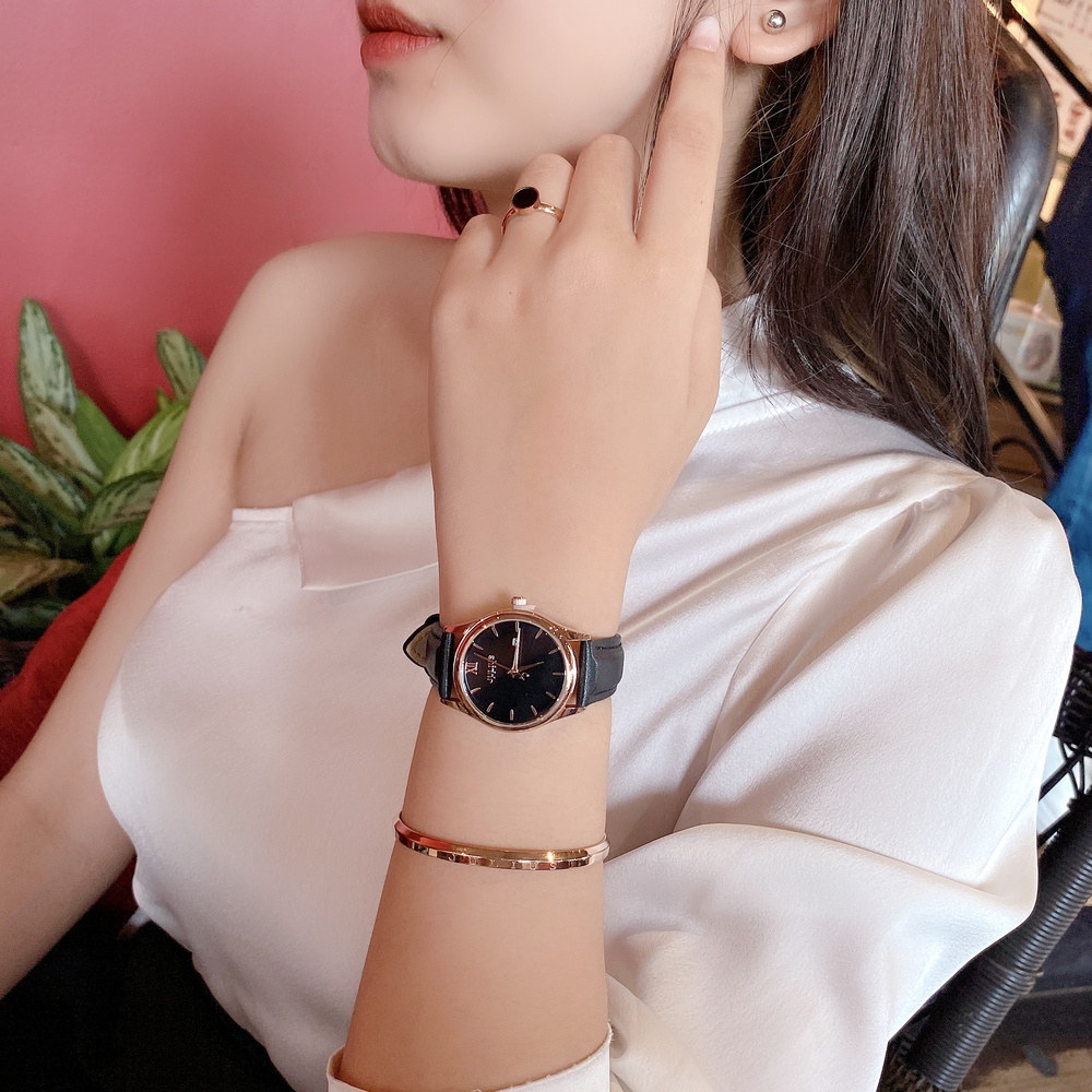 Đồng Hồ Nữ Dây da JA-1309LC Julius Hàn Quốc có lịch ngày