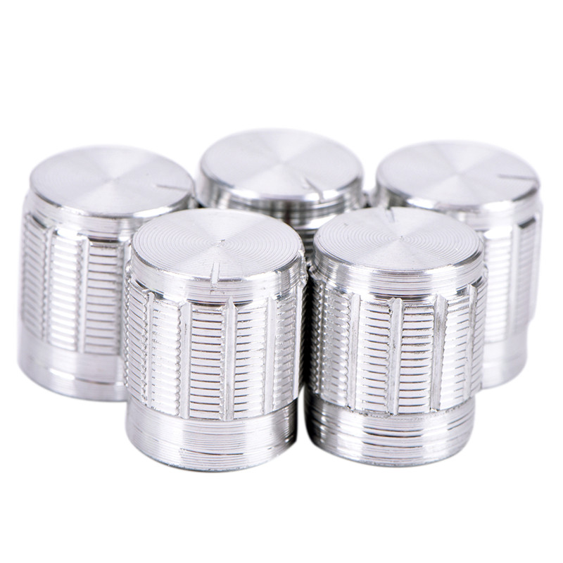 Colorfulswallowfly 10Pcs 15x17mm Silver Knob Cap Aluminum Alloy Potentiometer Volume Regulator Knob CSF