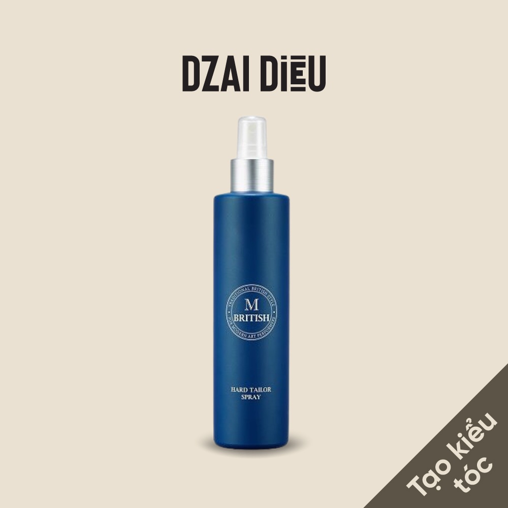 Gôm xịt tóc tạo kiểu cố định, không nặng tóc, đổi kiểu dễ dàng cho nam nữ BRITISH M Hard Tailor Spray 250ml