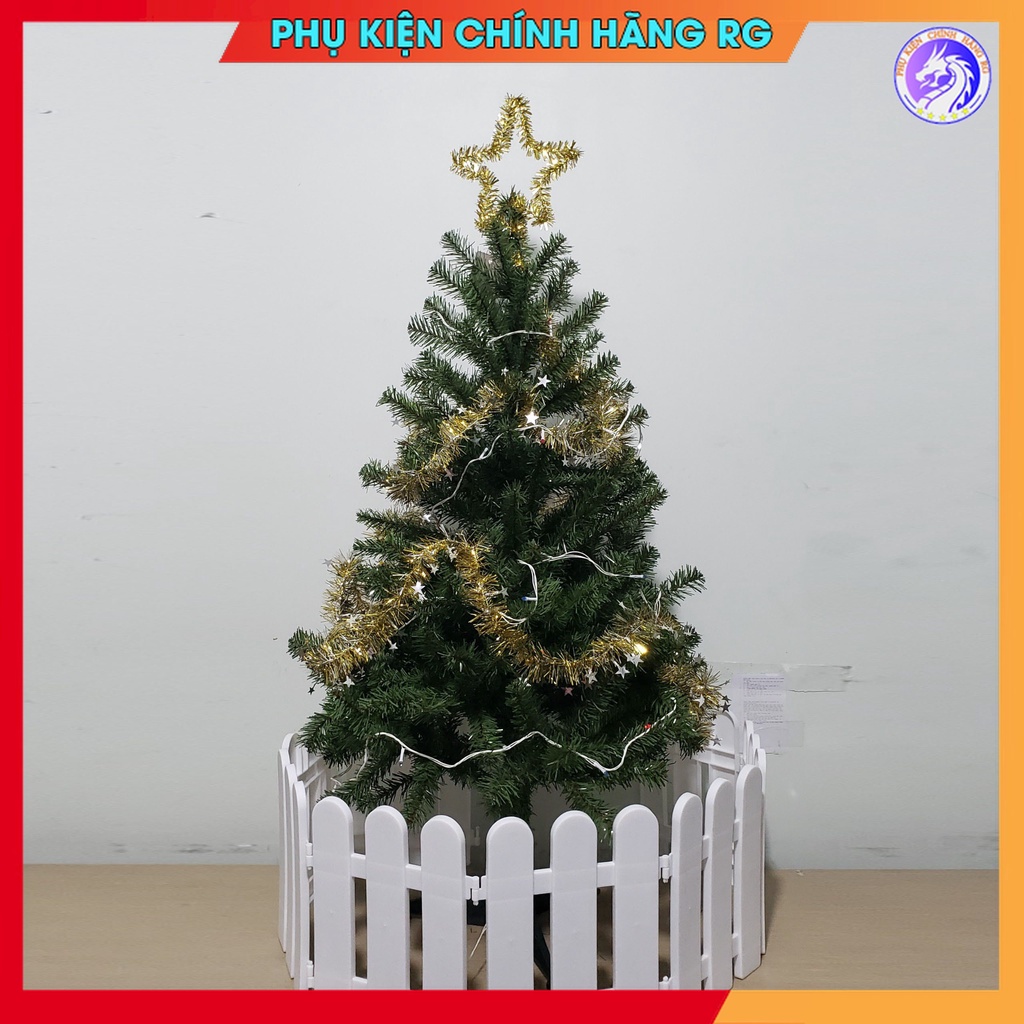 Combo Cây Thông Noel 1m2 Kèm Ngôi Sao Đỉnh Dây Kim Tuyến Và Dây Đèn Led Trang Trí
