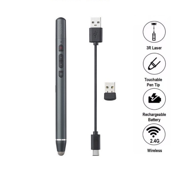 Bút trình chiếu Rapoo XR200 - Đèn Lazer - USB kết nối không dây (2 trong 1 bút cảm ứng vừa là bút chiếu)