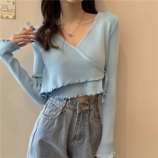 Áo croptop tay dài dây đắp chéo siêu sexy - ak0011 | steven.factory