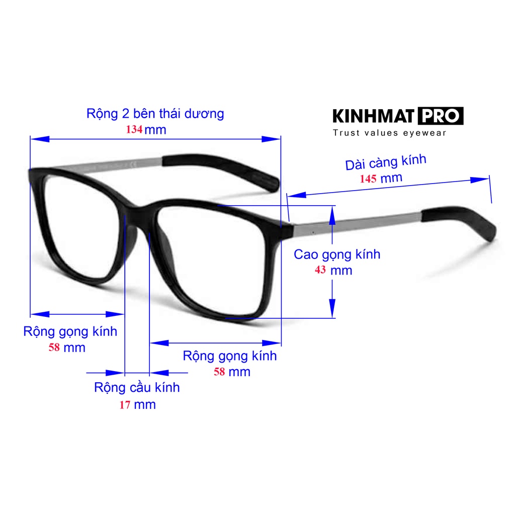 Gọng kính cận nhựa acetate lõi hợp kim cao cấp Mont blance Kính mắt Pro