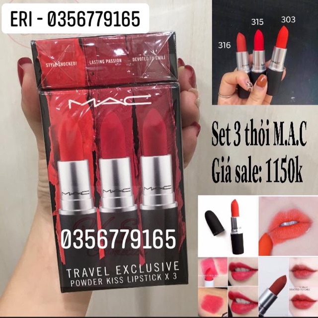 Set Son Mac Vỏ nhám 3 thỏi 315-316-303