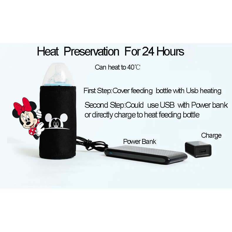Bộ Dụng Cụ Hâm Nóng Bình Sữa Sạc USB Tiện Lợi