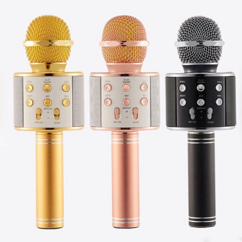 Micro Không Dây BLUETOOTH  Tiện Dụng Chất Lượng Cao WS-858 ĐA NĂNG 6 TRONG 1 HÁT KARAOKE,
