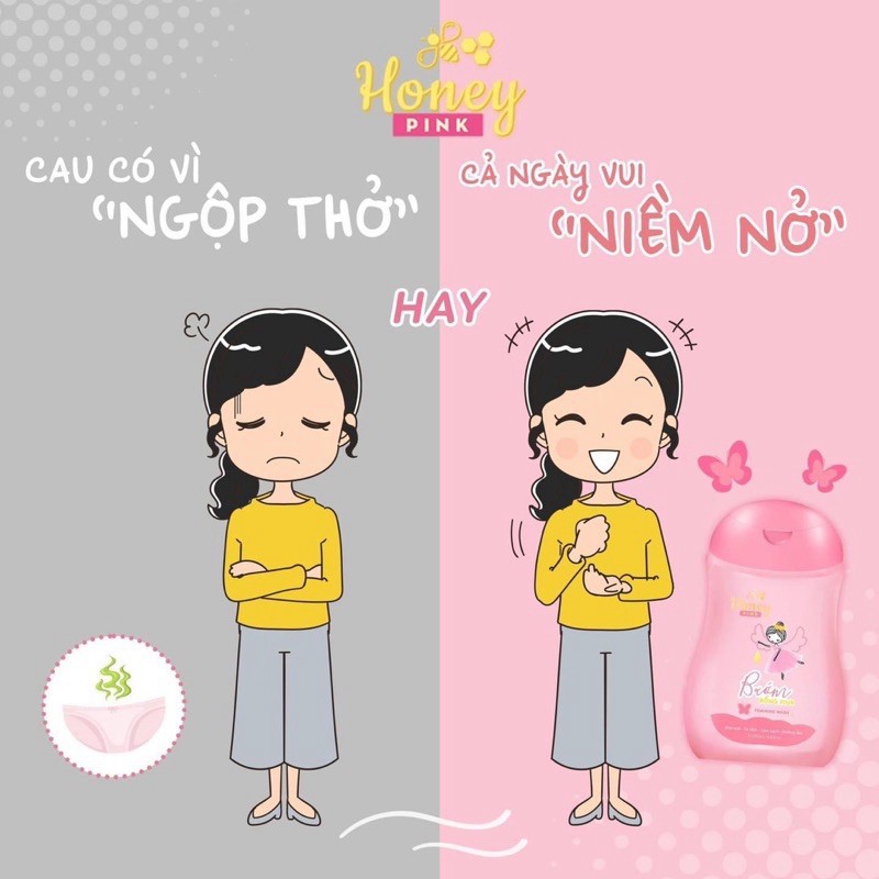 Dung Dich Vệ Sinh Honey Pink - Bướm Hồng Xinh 200ml CHÍNH HÃNG CÔNG TY