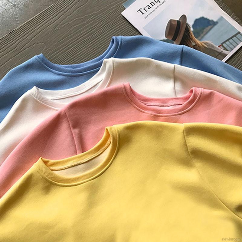 Round Neck Candy Color Loose Lazy Sweatshirt | BigBuy360 - bigbuy360.vn