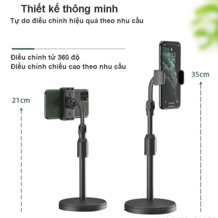 Giá Đỡ Điện Thoại Để Bàn Kẹp Điện Thoại Livestream Xem Video Xoay 360 Độ - Chiều cao 205mm - 370mm