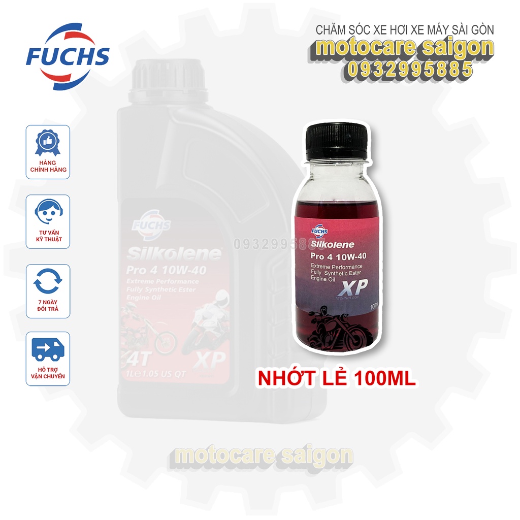[HCM] Nhớt lẻ 100ml fuchs silkolene đóng chai pet nguyên seal